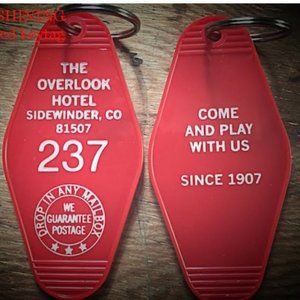 The Shining inspired 'Room 237' red with white printed OVERLOOK HOTEL KEYCHAIN (